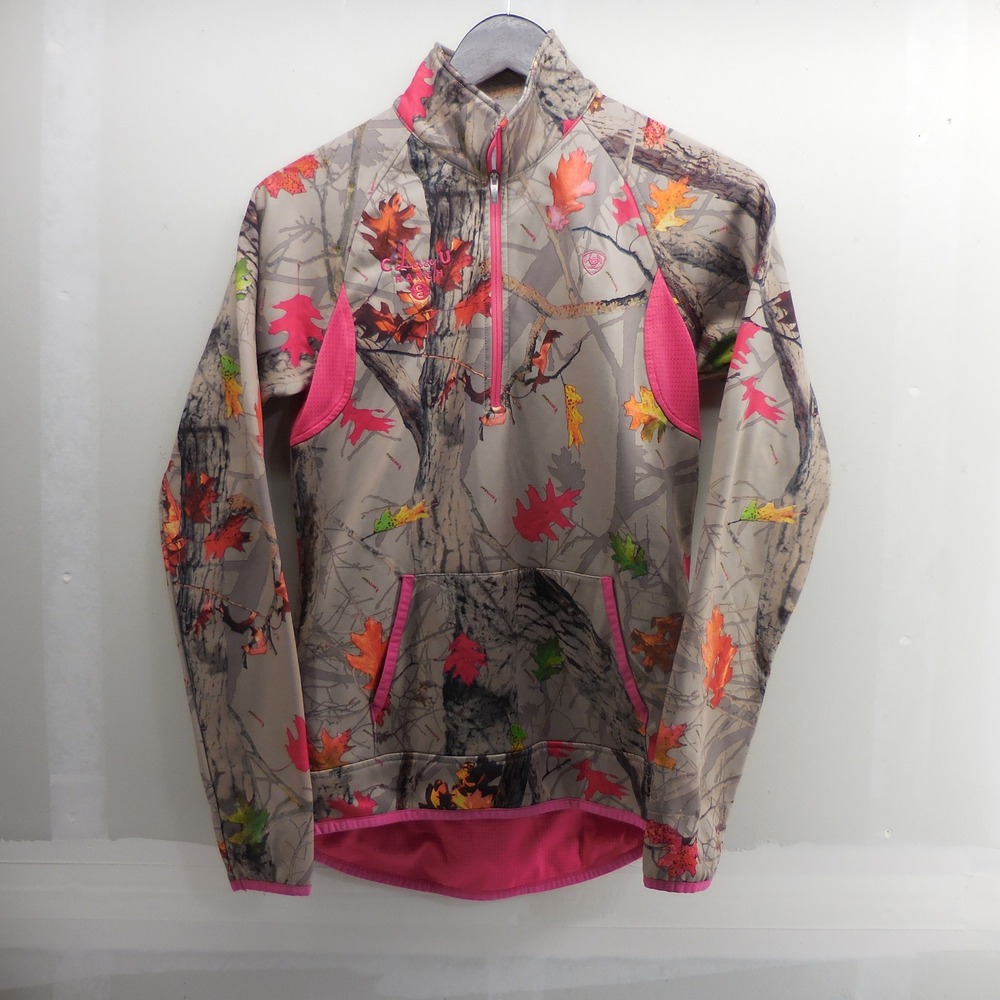 AriatTek Cold Series Womens XS Camo Quarter Zip Pullover C Lazy U Ranch Pink